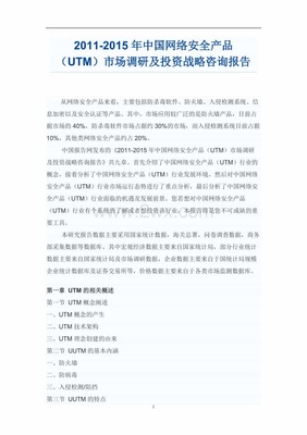 中国网络安全产品(UTM)市场投资战略咨询报告.doc